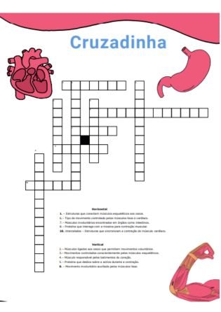 cruzadinha Tipos de músculos - atividade de fisiologia e anatomia