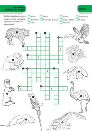cruzadinhas animais do brasil 1 - atividade de zoologia