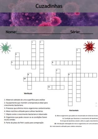 cruzadinhas dos vírus - Atividade de microbiologia