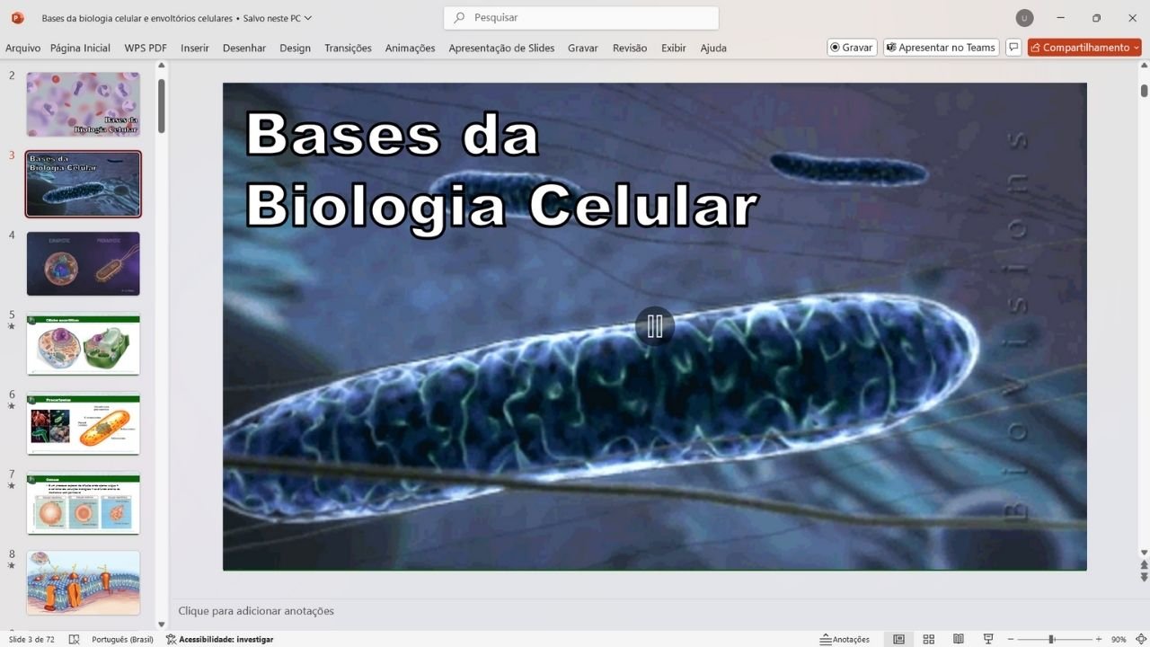 Bases da biologia celular - capa slides de biologia
