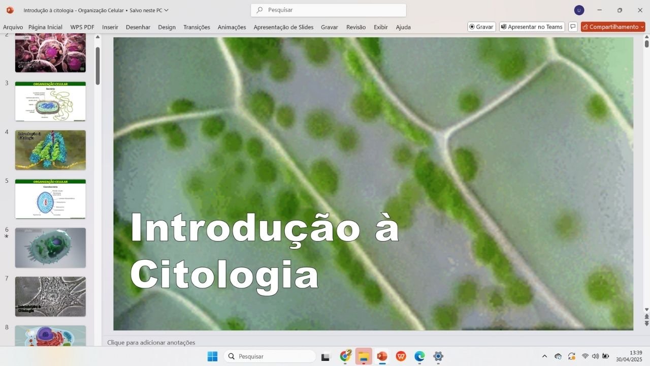 Introdução a citologia - capa slides de biologia
