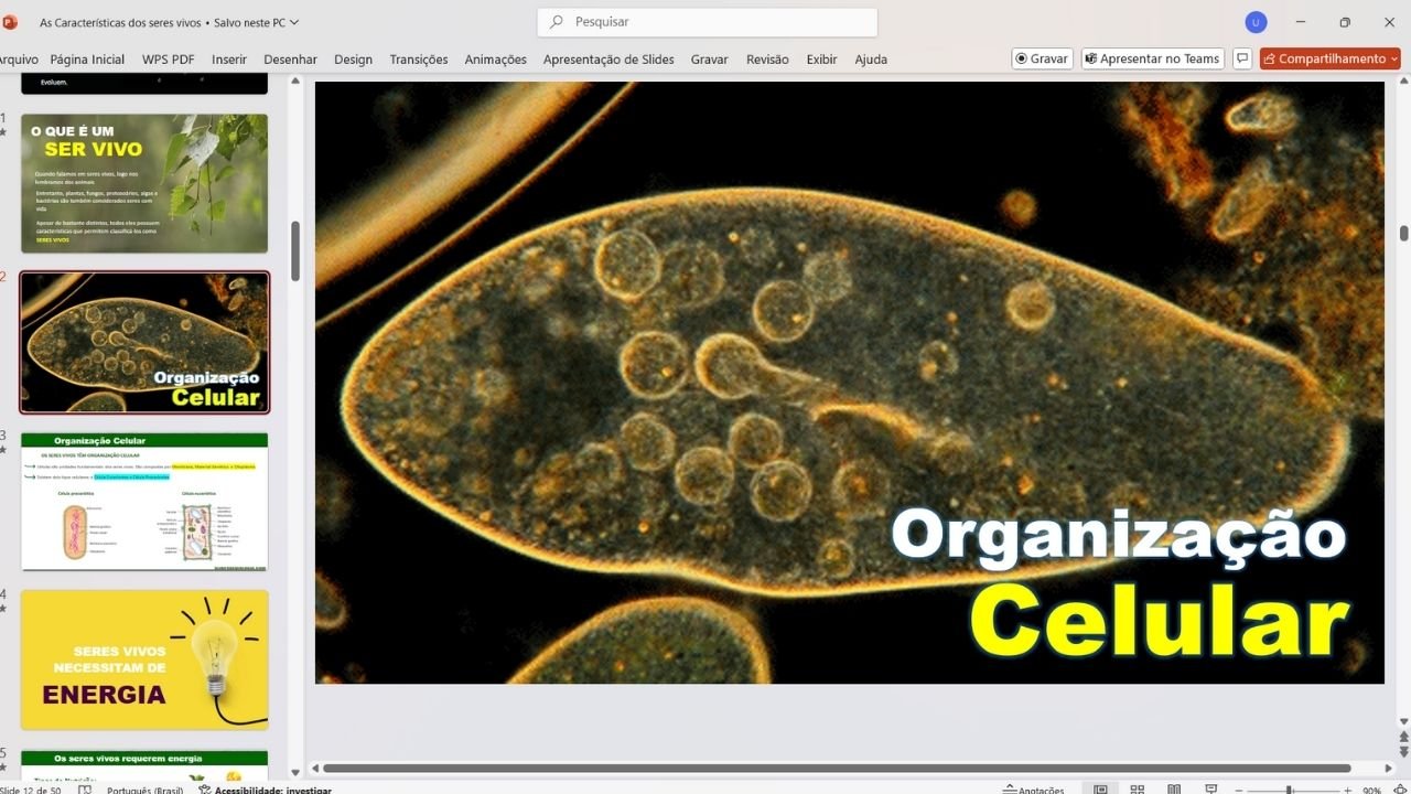 Organização celular 1 - capa slides de biologia
