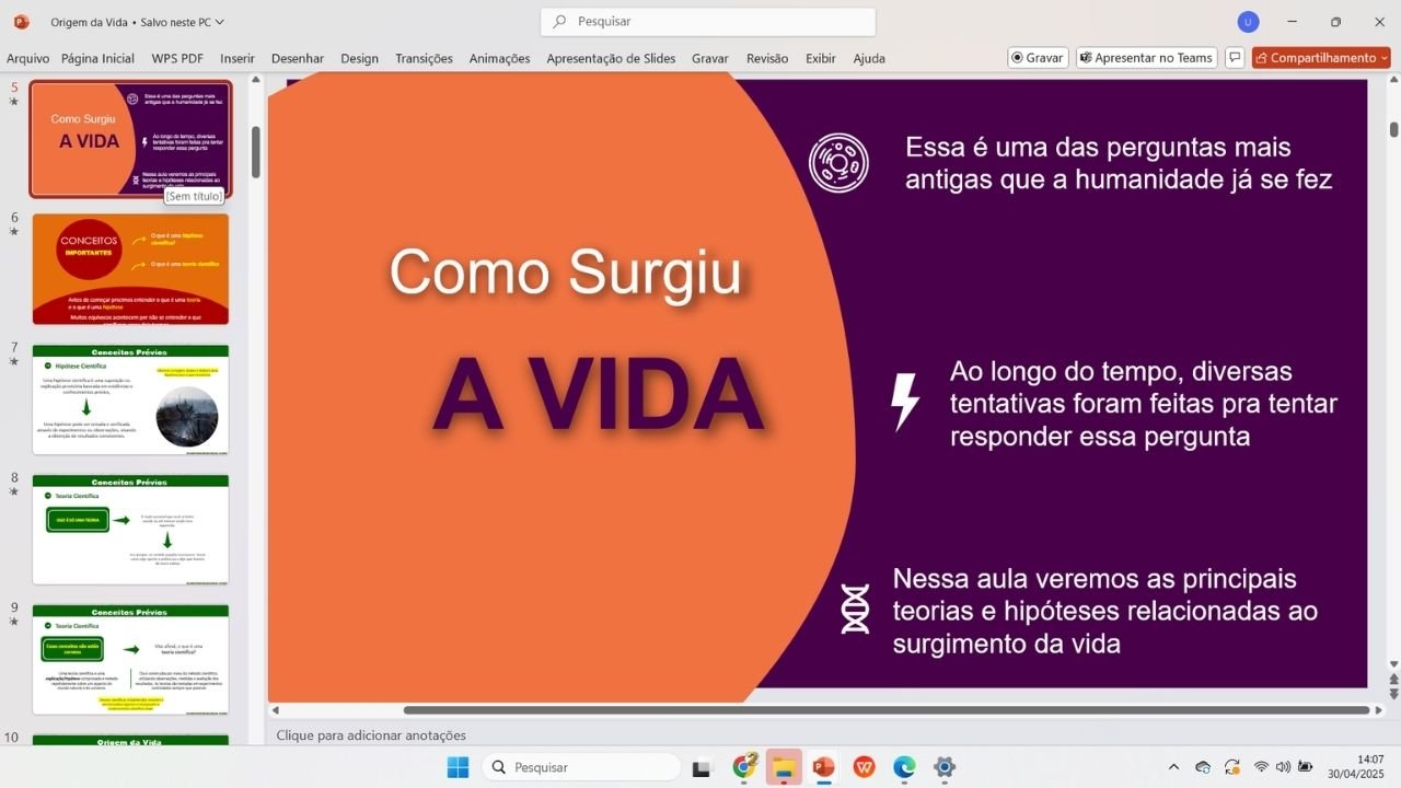 Origem da vida 1 - capa slides de biologia